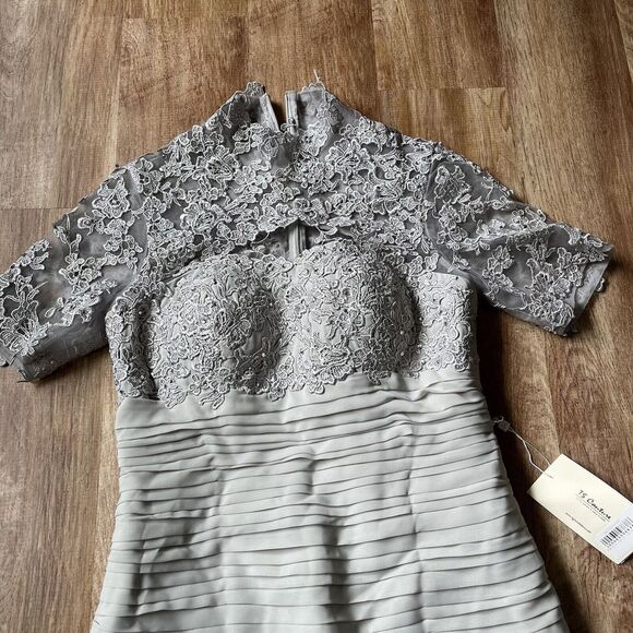 NWT TS Couture Light in the Box‎ Gray Lace Dress Women's 8 - Picture 2 of 10